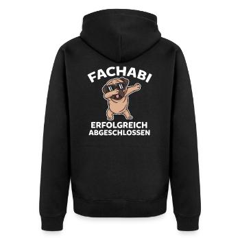 Hund Mops Gymnasium Fachabi Fachabitur Schulabschl - Unisex Premium Bio Zip Hoodie - Schwarz - Hinten - Nico (187cm)