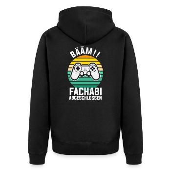 Fachabitur Gamer Gaming Zocker Nerd Fachabifeier - Unisex Premium Bio Zip Hoodie - Schwarz - Hinten - Nico (187cm)