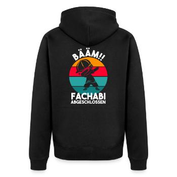 Bääm Fachabitur Abgeschlossen Gymnasium Matura Fac - Unisex Premium Bio Zip Hoodie - Schwarz - Hinten - Nico (187cm)