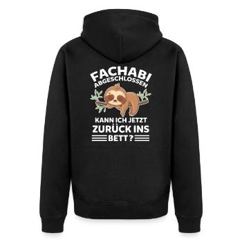 Faultier Gymnasium Abschluss Schüler Gymnasiast Fa - Unisex Premium Bio Zip Hoodie - Schwarz - Hinten - Nico (187cm)
