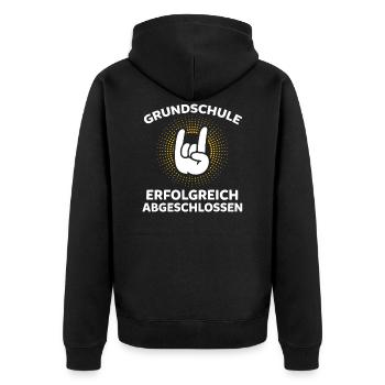 Grundschule Erfolgreich Abgeschlossen - Unisex Premium Bio Zip Hoodie - Schwarz - Hinten - Nico (187cm)