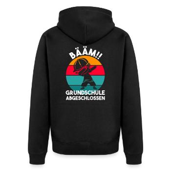 Bääm Grundschule Abgeschlossen Grundschulabschluss - Unisex Premium Bio Zip Hoodie - Schwarz - Hinten - Nico (187cm)