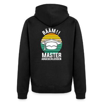 Masterabschluss Universität Mastertitel Gamer Mast - Unisex Premium Bio Zip Hoodie - Schwarz - Hinten - Nico (187cm)