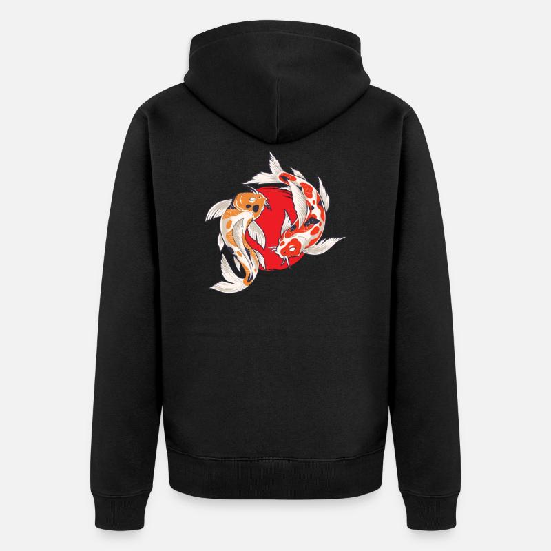 Poisson japonais Koi Pisciculteurs - Veste à capuche bio Premium Unisexe - noir