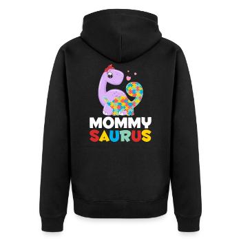 Maman dinosaure enfant autiste mère - Veste à capuche bio Premium Unisexe - noir - Dos - Nico (187cm)