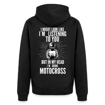 Motocross / Enduro / Freestyle mx / Dirtbike retro - Veste à capuche bio Premium Unisexe - noir - Dos - Nico (187cm)
