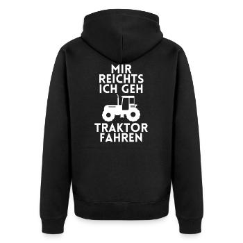 ICH LIEBE ES TRECKER ZU FAHREN ALLEINE - Unisex Premium Bio Zip Hoodie - Schwarz - Hinten - Nico (187cm)