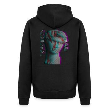 Ancienne sculpture grecque Vaporwave statue tête - Veste à capuche bio Premium Unisexe - noir - Dos - Nico (187cm)