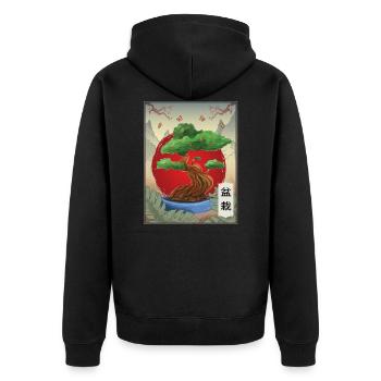 Bonsai Tree Buddhism Japan Nature Butterfly - Unisex Premium Organic Zip Hoodie - black - Back - Nico (187cm)