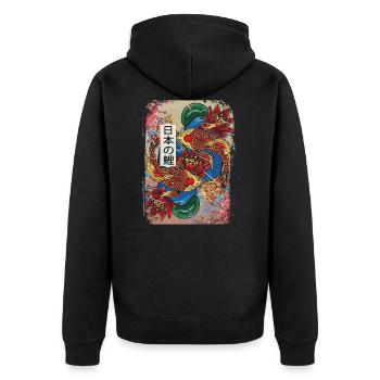 Japanische Koi Fisch Kunst Fischzüchter Aquakultur - Unisex Premium Bio Zip Hoodie - Schwarz - Hinten - Nico (187cm)