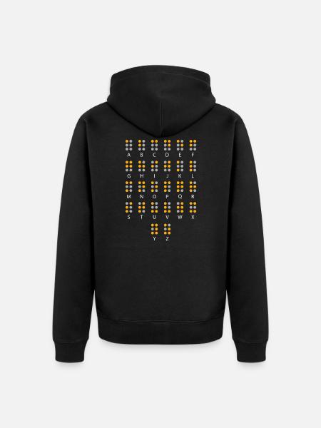 Braille alfabet blind kunst - Premium økologisk unisex-hættejakke - sort
