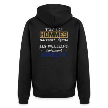 Bordelais - Aquitaine - Ville - France - Cadeau - Veste à capuche bio Premium Unisexe - noir - Dos - Nico (187cm)