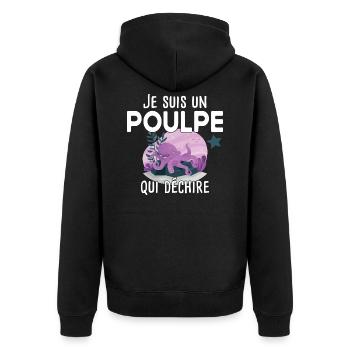 Poulpe mer crustacé touriste cadeau humour - Veste à capuche bio Premium Unisexe - noir - Dos - Nico (187cm)