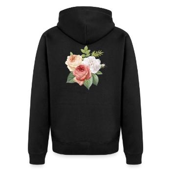 Vintage Roses Blossom Watercolor Flowers Gardening - Unisex Premium Organic Zip Hoodie - black - Back - Nico (187cm)