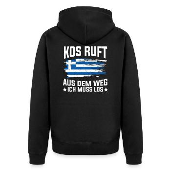 Griechenland Kos - Unisex Premium Bio Zip Hoodie - Schwarz - Hinten - Nico (187cm)