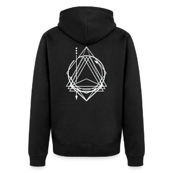 Sacred Geometric Illustration - Unisex Premium Organic Zip Hoodie - black - Back - Nico (187cm)