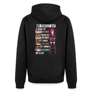 Jour parfait Anime Otaku Girl Japonais Manga - Veste à capuche bio Premium Unisexe - noir - Dos - Nico (187cm)