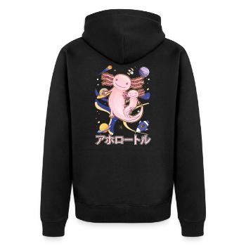 Japanisch Niedlich Axolotl Familie Galaxy Anime - Unisex Premium Bio Zip Hoodie - Schwarz - Hinten - Nico (187cm)