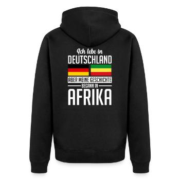 Deutschland Afrikaner Afrikanisch Afrika - Unisex Premium Bio Zip Hoodie - Schwarz - Hinten - Nico (187cm)
