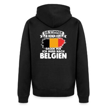 Belgisch Belgier Belgien - Unisex Premium Bio Zip Hoodie - Schwarz - Hinten - Nico (187cm)