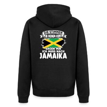 Jamaikaner Raggae Jamaika - Unisex Premium Bio Zip Hoodie - Schwarz - Hinten - Nico (187cm)