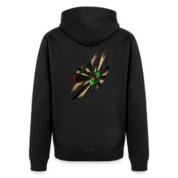 Darts Player Dart Throw Dart Disc - Unisex Premium Organic Zip Hoodie - black - Back - Nico (187cm)