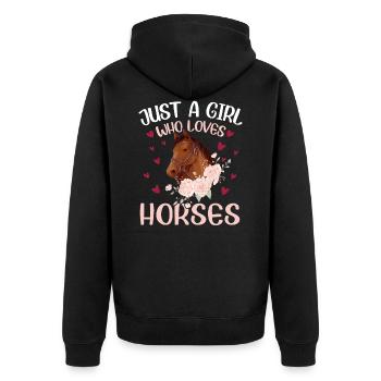 Just A Girl Who Loves Horses Filles Chevaux - Veste à capuche bio Premium Unisexe - noir - Dos - Nico (187cm)