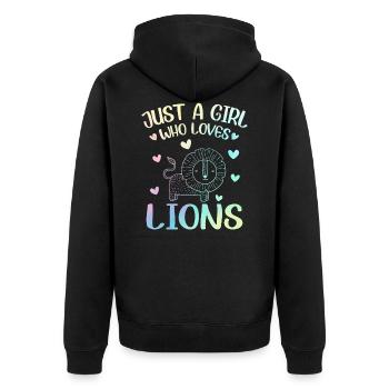 Just A Girl Who Loves Lions Lion Fille Lion - Veste à capuche bio Premium Unisexe - noir - Dos - Nico (187cm)