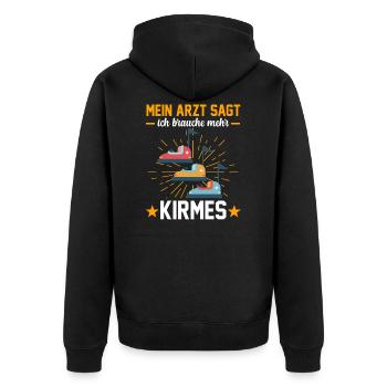 Mein Arzt sagt ich brauche mehr Kirmes - Unisex Premium Bio Zip Hoodie - Schwarz - Hinten - Nico (187cm)