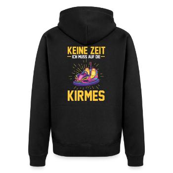 Keine Zeit ich muss auf die Kirmes - Unisex Premium Bio Zip Hoodie - Schwarz - Hinten - Nico (187cm)