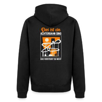 Coasterholic Achterbahn Achterbahnfahrer Freizeitp - Unisex Premium Bio Zip Hoodie - Schwarz - Hinten - Nico (187cm)