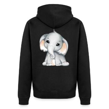 Baby Elephant Funny Sweet T-shirt Gift Idea - Unisex Premium Organic Zip Hoodie - black - Back - Nico (187cm)