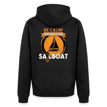 SKIPPER BIN ICH AUF MEINEN SEGELBOOT YACHT - Unisex Premium Bio Zip Hoodie - Schwarz - Hinten - Nico (187cm)
