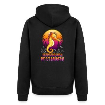 Schwimmen Seepferdchen bestanden Schwimmabzeichen - Unisex Premium Bio Zip Hoodie - Schwarz - Hinten - Nico (187cm)
