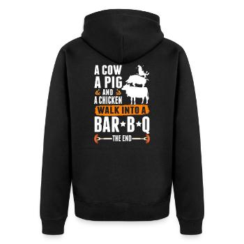 Sarkastischer Grill Fleisch Grillen Lustiges BBQ - Unisex Premium Bio Zip Hoodie - Schwarz - Hinten - Nico (187cm)