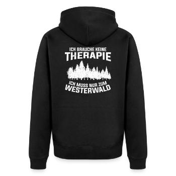 Westerwald Therapie Westerwälder - Unisex Premium Bio Zip Hoodie - Schwarz - Hinten - Nico (187cm)