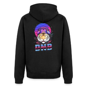 Drum Bass Tiger Electronic Music Vaporwave - Unisex Premium Organic Zip Hoodie - black - Back - Nico (187cm)
