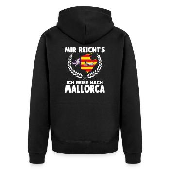 Aus dem Weg ich muss nach Mallorca - Unisex Premium Bio Zip Hoodie - Schwarz - Hinten - Nico (187cm)
