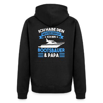 Bootsbau Papa Vater Vatertag Werft Bootsbauer - Unisex Premium Bio Zip Hoodie - Schwarz - Hinten - Nico (187cm)