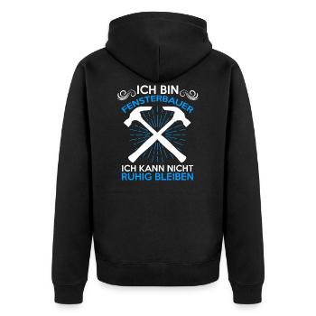 Glaser Baustelle Fensterbauer - Unisex Premium Bio Zip Hoodie - Schwarz - Hinten - Nico (187cm)