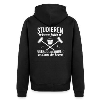 Reinigunskraft Studieren Gebäudereiniger - Unisex Premium Bio Zip Hoodie - Schwarz - Hinten - Nico (187cm)