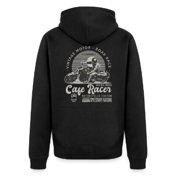 cafer racer motorcycle vintage motorcycle custom motorcycle - Unisex Premium Organic Zip Hoodie - black - Back - Nico (187cm)