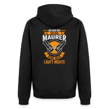 Maurer Baustelle Handwerker - Unisex Premium Bio Zip Hoodie - Schwarz - Hinten - Nico (187cm)