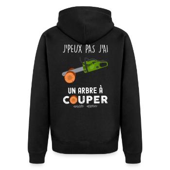 Bûcheron, papa charpentier humour passion du bois - Veste à capuche bio Premium Unisexe - noir - Dos - Nico (187cm)