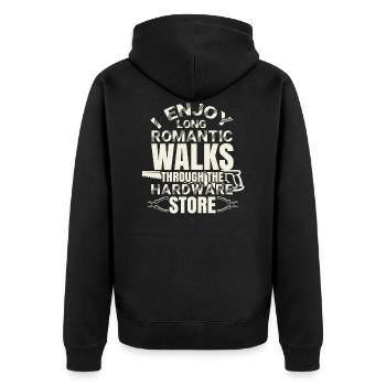 Lustiger Handwerker Humor Witziger Schreiner - Unisex Premium Bio Zip Hoodie - Schwarz - Hinten - Nico (187cm)