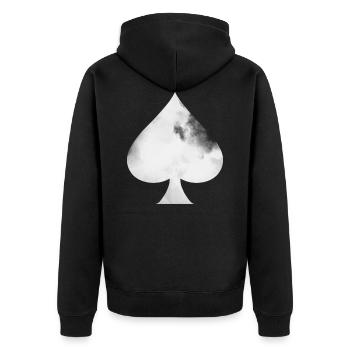 Kartenspiel - das Pik - Unisex Premium Bio Zip Hoodie - Schwarz - Hinten - Nico (187cm)