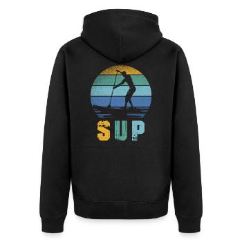 Retro Paddeln SUP Stand Paddle Board - Unisex Premium Organic Zip Hoodie - black - Back - Nico (187cm)