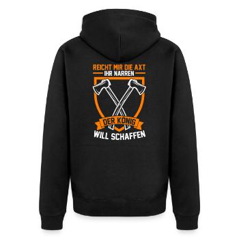 Holzfäller Axt Baumfäller Holzarbeiter - Unisex Premium Bio Zip Hoodie - Schwarz - Hinten - Nico (187cm)