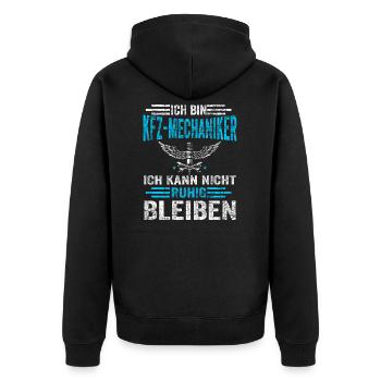 KFZ Meister Mechaniker Autowerkstatt Schrauber - Unisex Premium Bio Zip Hoodie - Schwarz - Hinten - Nico (187cm)