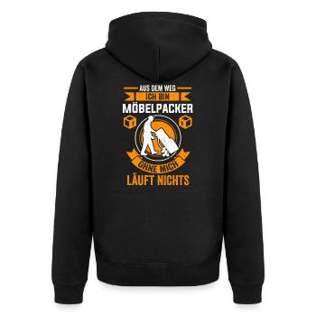 Möbelpacker Umzugsunternehmen - Unisex Premium Bio Zip Hoodie - Schwarz - Hinten - Nico (187cm)